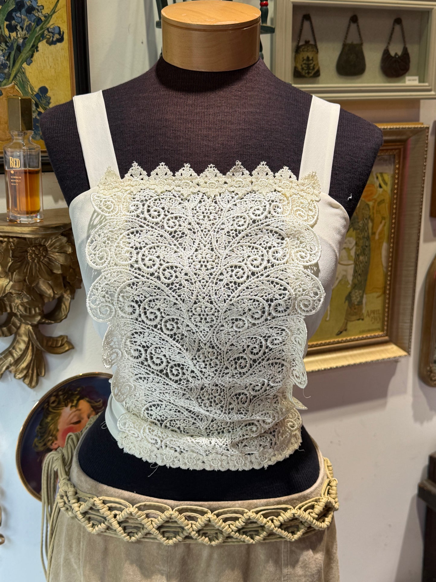 Lace Cream Lingerie Top