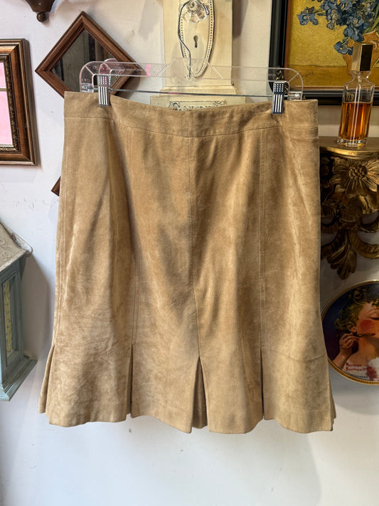 Pleaded Leather Skirt